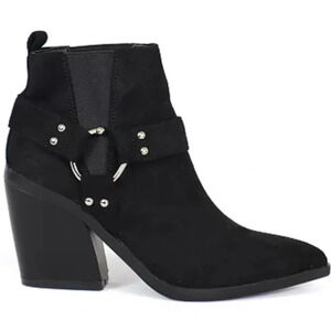 Yoki "NEW" Black Faux Suede Harness Western Boot Size 7.5